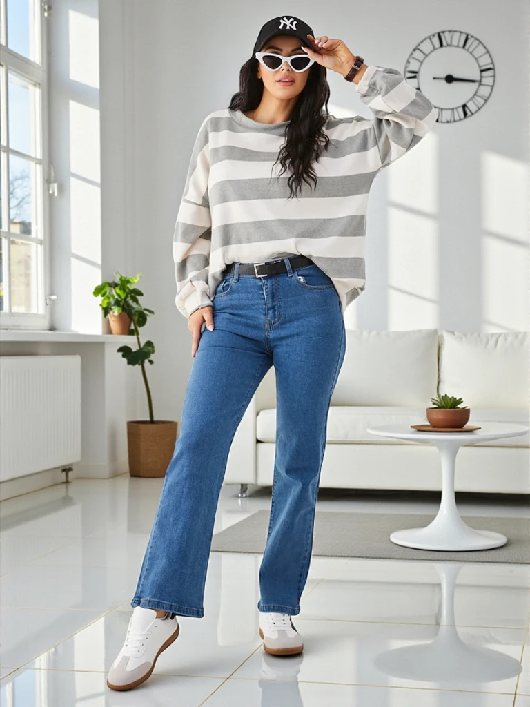 Royalfashion Baumwollgerade Frauenjeans