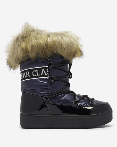 Темно-сині жіночі снігоступи з хутром Lilitsa- Взуття