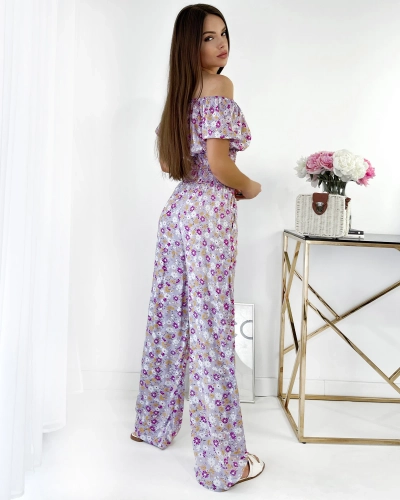 Royalfashion Lila zweiteiliges Set für Frauen mit Blumenmuster