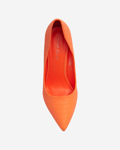 Neonorange Damen-Stiletto-Pumps mit Prägung Asota - Schuhe