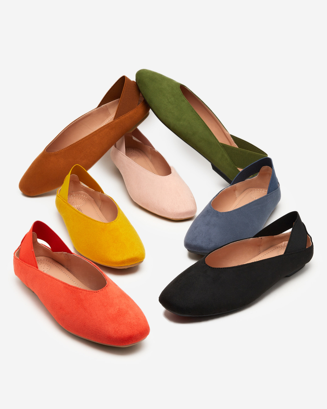 Gelbe Damen-Ballerinas mit eckiger Kappe Lojara - Footwear