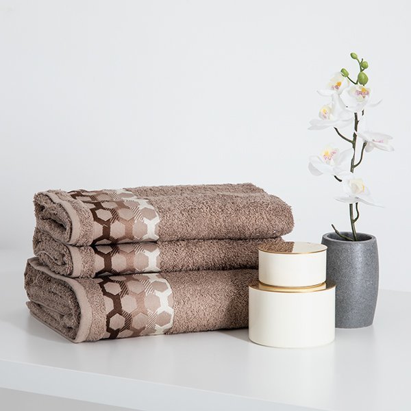 Braune Handtücher mit Mustern 3 Stück - Handtücher