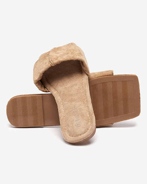 Світло-коричневі жіночі еко-замшеві тапочки Nesico - Туфлі