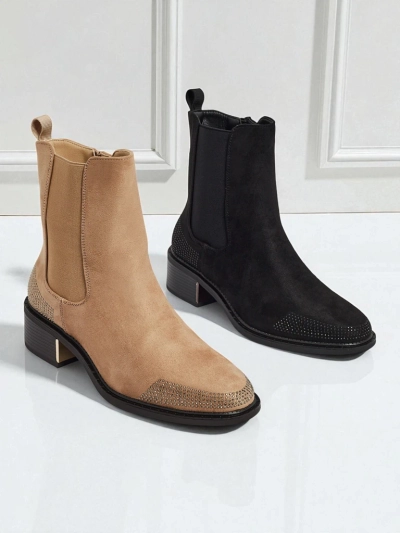 Damen Stiefeletten Öko-Wildleder mit Zirkonia verziert TangleMist