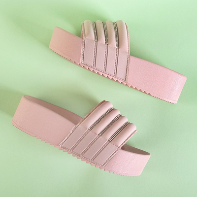 OUTLET Рожеві жіночі тапочки на платформі з фіанітами Rondi - Взуття