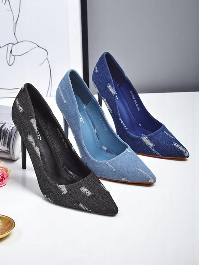 Royalfashion Damen High Heels Pumps Denim Chic