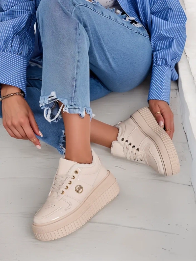 Royalfashion Warme Damen-Sneaker mit Fell Rozit