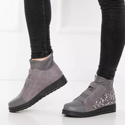 OUTLET Graue Damen-Slipper mit Kristallen Ingala- Footwear