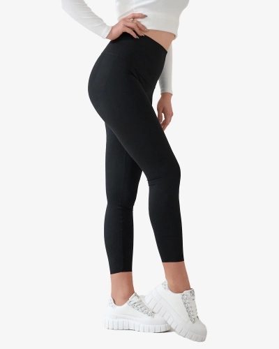 Schwarze Damen-Leggings mit breitem Gummibund- Kleidung