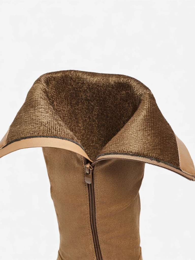 Damen Öko-Wildleder Stiefel mit Blockabsatz Ernala