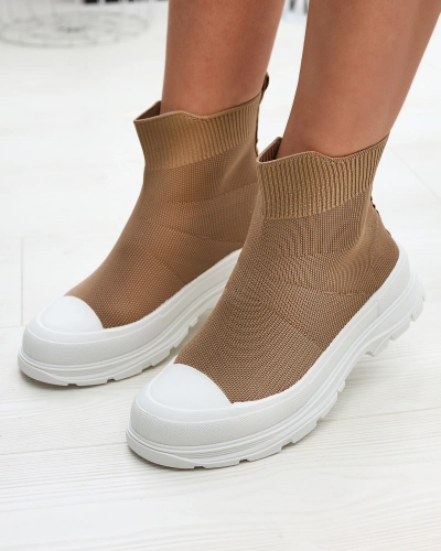 Hellbraune Damen Slipper hohe Sportschuhe a'la Sneakers Vertiks - Footwear