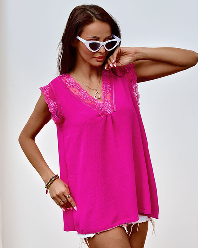 Royalfashion Damen ärmellose Bluse mit Spitze