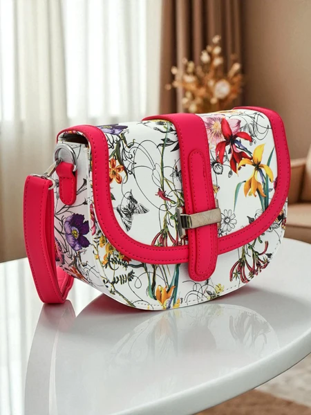 Royalfashion Kleine Damenhandtasche aus Öko-Leder mit Blumenmuster Ori Elle