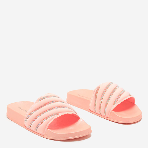 OUTLET Hellrosa Damenhausschuhe mit Zirkonia Erikis - Schuhe