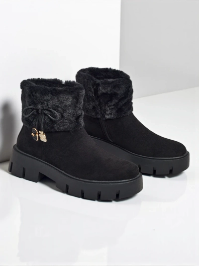 Високі жіночі ботильйони еко замшеві з хутром Vernaya