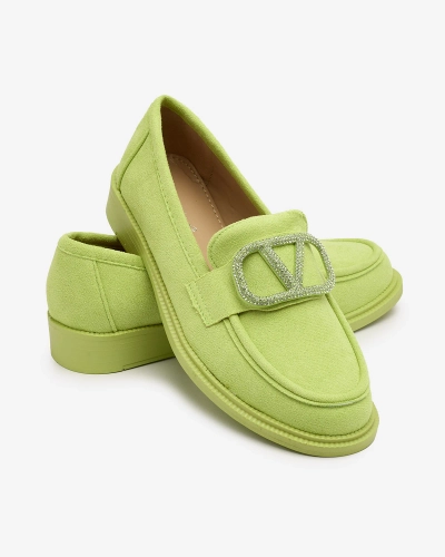 Royalfashion Damen lindgrüne Mokassins mit Ornament Fogras