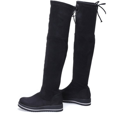 Czarne kozaki na platformie Emily - Obuwie