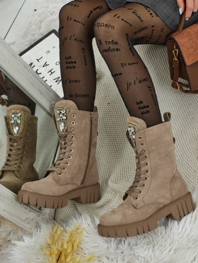 Royalfashion Damen hohe Worker Stiefeletten Suboo