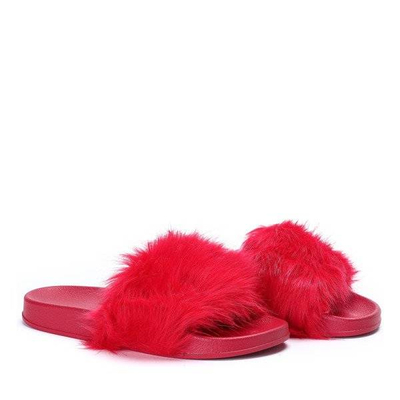OUTLET Rote Hausschuhe mit Fell Millie-Schuhe