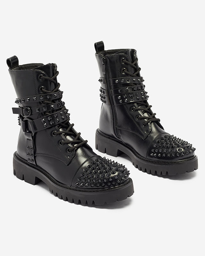 OUTLET Schwarze Damenstiefel mit Nieten Fioppo - Footwear