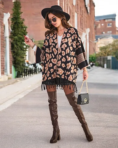 Royalfashion Damenponcho mit Druck