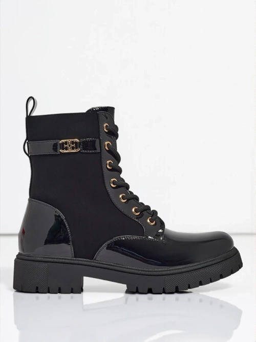 Ботильйони шнуровані з еко шкіри матової та лакованої Alvinea