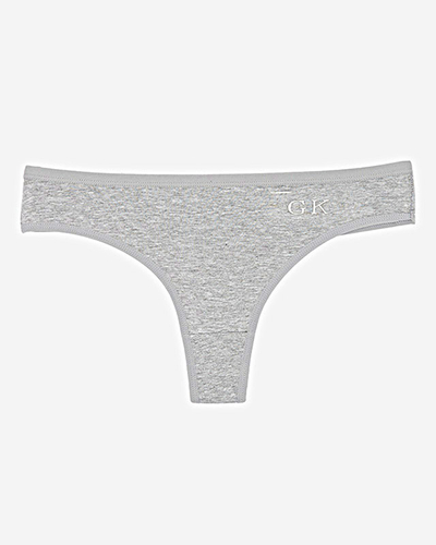 Grauer Damen-Stringslip aus Baumwolle mit Aufschrift - Unterwäsche