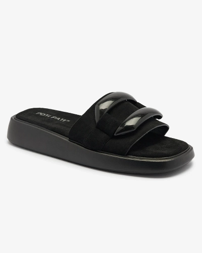 Schwarze Damen-Flip-Flops aus Öko-Wildleder Omve - Footwear
