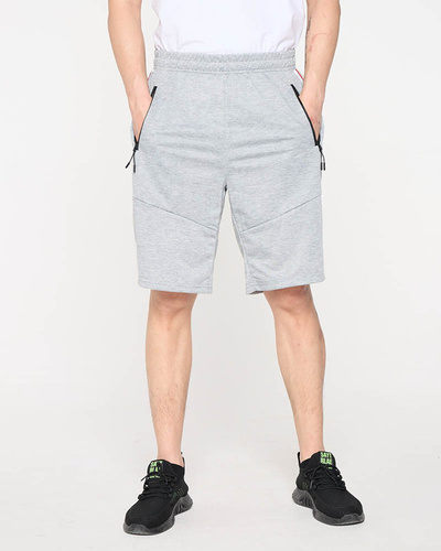 Graue Herren-Sportshorts mit Aufschriften - Kleidung