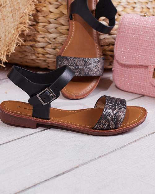 Босоніжки жіночі з чорним тисненням Xetera - Взуття