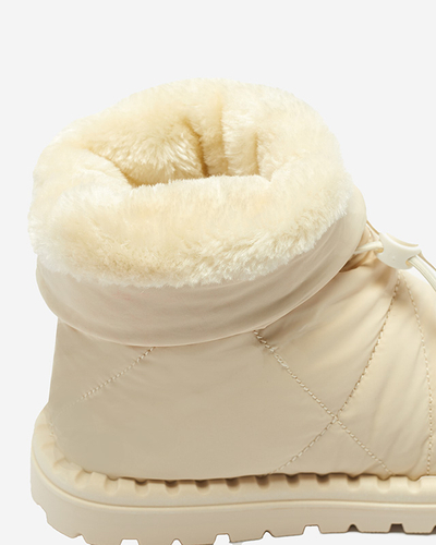 Cremefarbene, gesteppte Damen-Schneestiefel mit flacher Sohle Ferri - Footwear