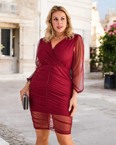 Royalfashion Damen Minikleid mit Raffungen PLUS GRÖßE