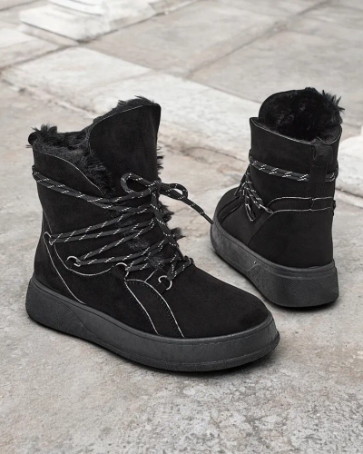 Royalfashion Damen Schnürschnee Stiefel Mommer