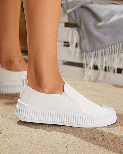 Cremefarbene Damen Slipper mit dickerer Sohle Tacobi- Footwear