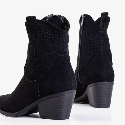 Schwarze durchbrochene Stiefel a'la Cowboystiefel Bakkerom - Schuhe