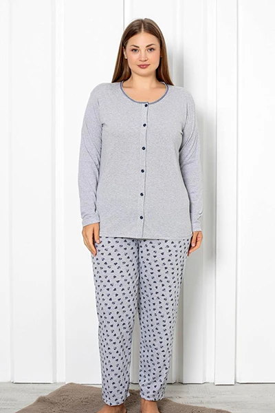 Royalfashion Damen Baumwoll-2-teiliges Schlafanzug mit Herzen ÜBERGRÖSSE