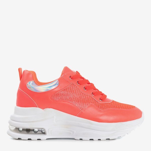 Neonorange Damen-Sportschuhe mit holografischen Piules-Einsätzen - Schuhe 1