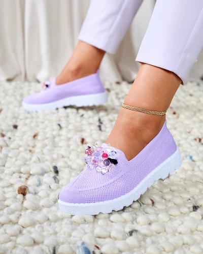 Royalfashion Lila Damen verzierte Halbschuhe Enweta