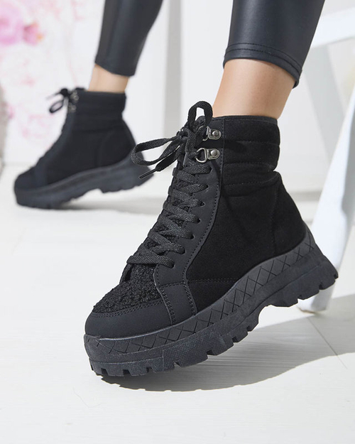 OUTLET Жіночі утеплені черевики-трапери чорного кольору Wosser- Footwear