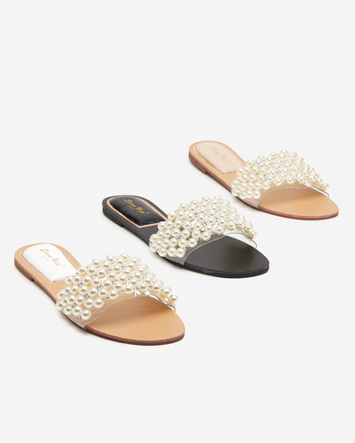 Жіночі шльопанці з перлинами Faldei