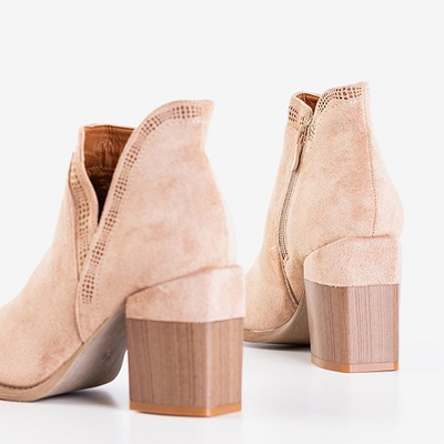Hellbraune Stiefel mit quadratischem Absatz Lemere - Schuhe
