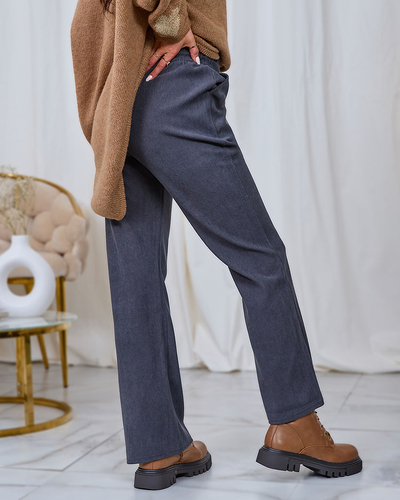 Royalfashion Damen Cordstoffhose in dunkelgrau