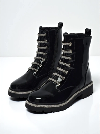 Lackierte Damen Schnürstiefeletten Fjorra