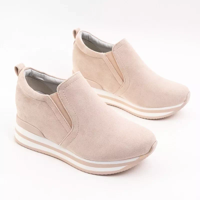OUTLET Sports beige Slip on Schuhe mit Keilabsatz Afita - Schuhe