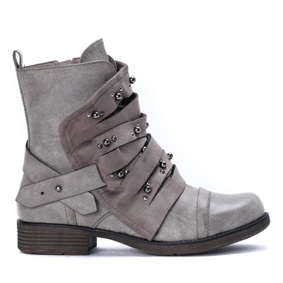 Workery z dżetami w kolorze khaki Olesja - Obuwie