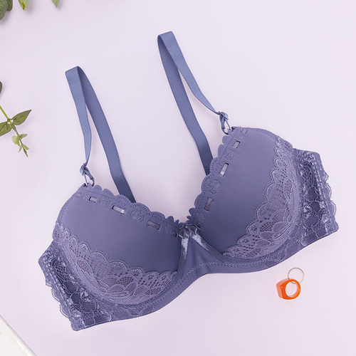 Фіолетовий м'який бюстгальтер з мереживом - Нижня білизна