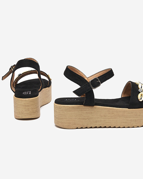 Чорні жіночі босоніжки з оздобленням Zetika