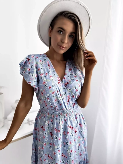 Royalfashion Blaues Minikleid für Damen mit Blumenmotiv