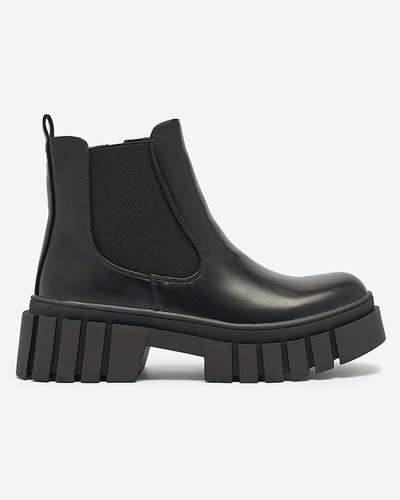 Schwarze Damenstiefel mit dickerer Sohle Olilno- Footwear