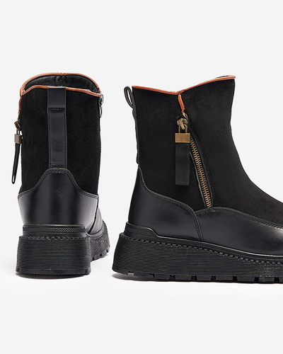 Schwarze Damenstiefel mit flachem Absatz Mefina- Footwear